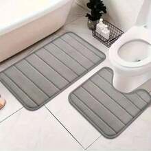 1pc Solid Color Simple Soft Memory Foam Sponge Absorbent & Non-Slip Bathroom Mat, Toilet Mat Christmas Decor Kitchen Rug - Multicolor - View 9