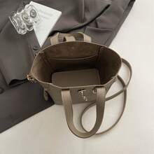 Mini Women Handbag, Basket Bag, Bucket Bag - Grey - View 12