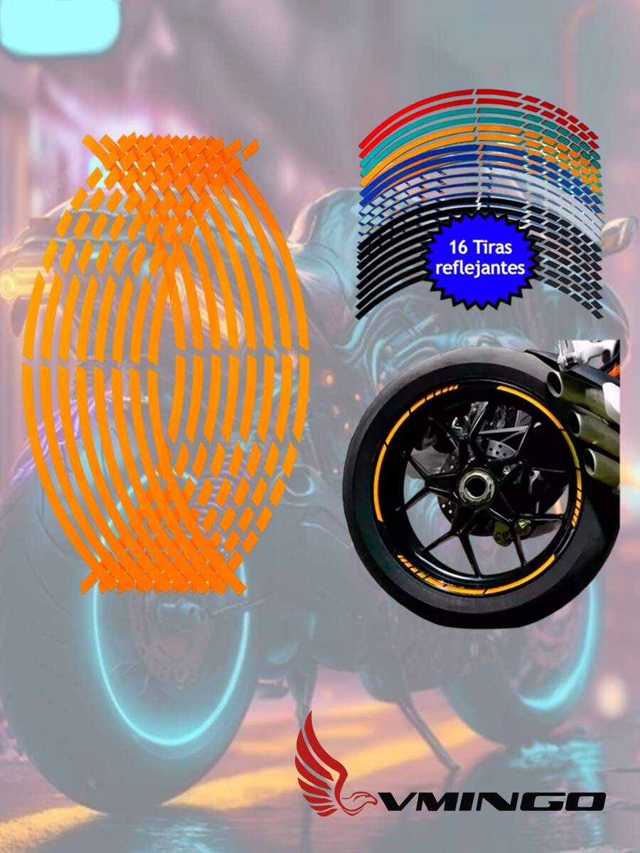 Strip Cuts Reflective Tape Sticker Car Motorcycle Rin 15-18 Vmingo - 黃色 - 查看 1