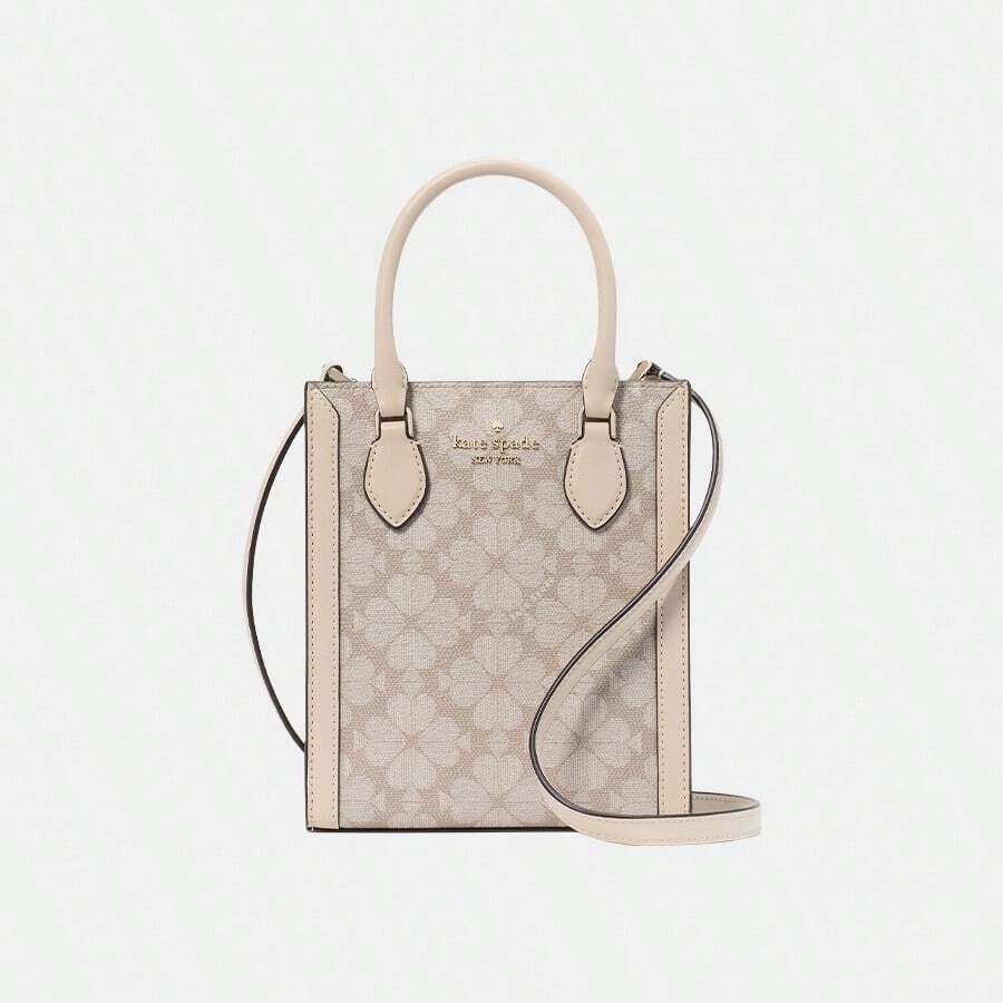 Kate Spade 女士迷你托特包 黑桃花风琴包 小号托特包 - 女士别致斜挎包，米色 KJ694250