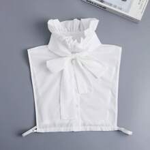1pc Women's Detachable Adjustable Bowknot Decorated Vintage Palace Style Dickey Collar, Sexy, Minimalist For Shirt/Blouse - White - View 13