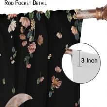 Wildflower Moon Curtains For Kitchen, Spring Flower Star Starry Night Sky Blue Full Moon Farmhouse Plant Botanical Nature Window Curtains For Bedroom Living Room, 28"(W) X 40"(H) - 月球-12 - 查看 5