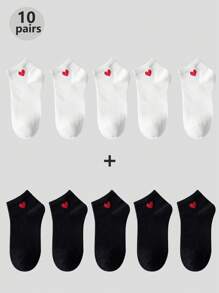 1/5/10 Pairs Heart Design Short Socks, Thin Breathable Ankle Socks, Versatile For Women, Suitable For Daily Wear - Multicolor - View 11