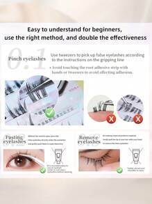 48 Bunches 0.07 Mm 10-14 Mm Self-Adhesive Fluffy Delicate Artificial Mink Daily Handmade Cosmetics Party False Eyelashes, Easy To Use,3D Natural Effect, Easy To Apply To The Eyes