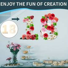 10pcs/Pack 29.5cm Arabic Numeral DIY Wooden Handicraft, Laser Engraved Wooden Number 0-9 Plates, Hanging Decor For Birthday, Wedding, Photo Backdrop Wall - Multicolor - View 7