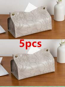 Stück/2 Stücke/5 Stücke/10 Stücke einfarbige Taschentuchbox mit Blumenmuster, PU-Leder geprägt, modern, skandinavisch, V-förmig, wasserdicht, aufrecht stehender Taschentuchhalter für den Schreibtisch, geeignet für Büro, Esszimmer, Bar, Wohnzimmer, Schlafzimmer, Badezimmer, für Zuhause, Küche, Schlafzimmer, Wohnzimmer, Esszimmer, Wohnaccessoires, dekorative Box, Hochzeitsgeschenk für Frauen, für Sommerreisen, Urlaub, Festivals - Khaki - Übersicht 30