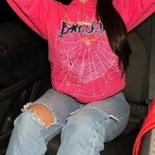 Hip Hop Spider Hoodie Set Y2K Zippered Pullover Sweatshirt For Men Matching Couples Hoodies - Pink - View 2