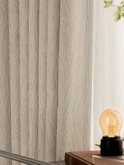 1Pc,French Jacquard Oak Grain Stripe Pattern Curtains, Thicked 90% Blackout Bedroom Curtains For Living Room,Villa Decoration