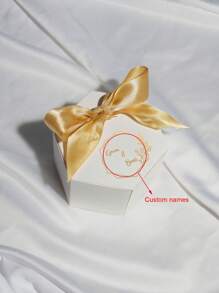 10pcs/50pcs/100pcs Elegant White Mini Gift Box With Custom Names In Gold Script, Ideal For Personalized Wedding Favors, Engagement Gifts, And Anniversary Celebrations - White Box Customization - View 6