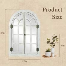 Arched Wall Mirror-Wall Decorative Mirror Wooden Frame Decorative Wall Mirror Suitable For Bedroom, Living Room And Dining Room Home Decor Back To School Room Decor School Supplies