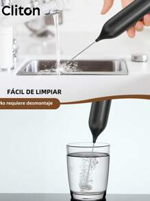 1 pieza Espumador de leche eléctrico potente, batidor de bebidas de mano con varilla de acero inoxidable, espumador de leche a batería - Espumador de café y leche de mano negro - Espumador de leche de mano para latte, capuchino, batido de leche, matcha, chocolate caliente - Multicolor - Ver 4