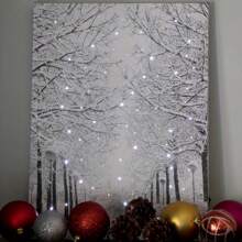 1 Pc Canvas Painting, Snow Winter, Lights, Trails , Wooden Framed Art,High Quality ,Ickness 2.25cm/1inch  Wall Art Prints Poster Direct Hanging Decor For Home Gifts,Living Room, Bathroom, Bedroom, Kitchen,Bar,Office