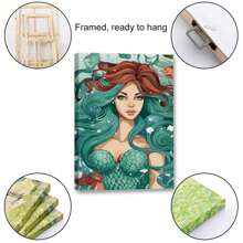 1 Piece Home Wall Decor Framed Canvas Mermaid Pattern Canvas Wall Art Paintings For Living Room - Canvas Framed Print Wall Artworks Bedroom Decoration Office Wall Decor