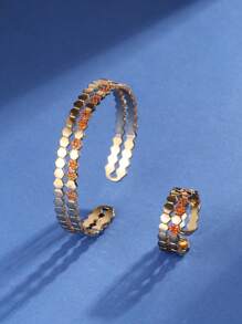 1 set di bracciale e anello regolabili a nido d'ape