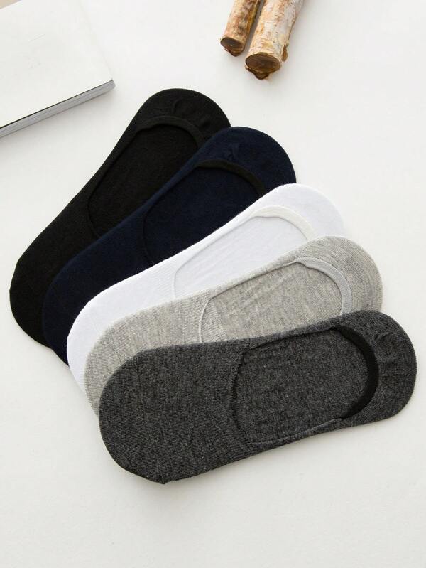 1 Par/5 Pares de Meias Invisíveis Respiráveis que Absorvem a Umidade, de Cor Sólida, Adequadas para Atividades ao Ar Livre
