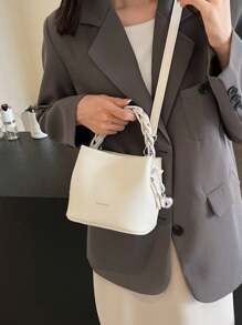 Versatile Fashion Bucket Handbag, Stylish Women Mini Shoulder Bag - Beige - View 2