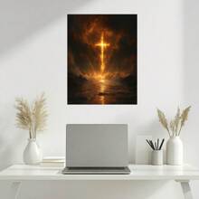 Jesus Cross Framed Waterproof Canvas Painting Ready To Hang For Living Room Bedroom Office Christian Canvas Wall Painting