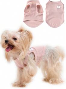 1pc Pet Dog T-Shirt Vest, Cute Bear Decor, Fashionable Vest For Medium & Small Sized Dogs And Cats - Pink - View 2