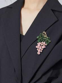 Spilla alla moda con strass a forma di uva per donne, spilla a forma di pianta, accessorio per abiti e vestiti, ideale come regalo per feste e banchetti