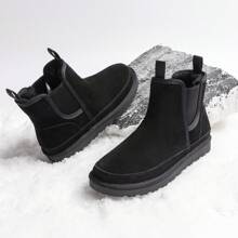 Men's Winter Snow Boots FuzzyGo Rugged Suede Leather Cold Weather Warm Chelsea Outdoor Boots - Black - View 10