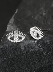 1 对优雅女士恶魔之眼耳钉，镶嵌彩色锆石，适合日常佩戴、节日、礼物和派对