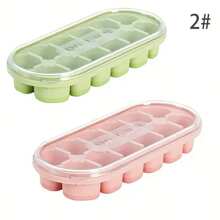 2 bandejas de gelo de silicone de grande capacidade com tampas, moldes de gelo de fácil liberação para geladeira, recipientes flexíveis para armazenamento de cubos de gelo - Multicolorido - Ver 7