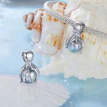 WOSTU 1 pièce Série Océan unicolore 925 Argent Sterling Tortue Poulpe Méduse Hippocampe Charm Convient Bracelet Original DIY Accessoires Bijoux Été