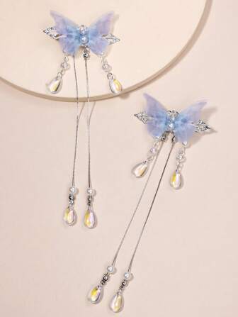 2 st chiffong fjärils- och vattendroppedekoration glänsande tofshårspänne, håraccessoarer, hårspännen hårspännen klor hårklämmor, skolsaker