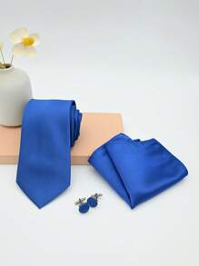 1 套男士 8 厘米纯色提花领带、口袋巾、袖扣 3 件套、正装颈部配饰套装 - 彩色 - 查看 10