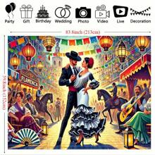 Cenário vibrante de festival de dança tradicional espanhola - decoração de parede versátil para sala de estar, quarto, escritório e festas ao ar livre - poliéster, sem necessidade de energia