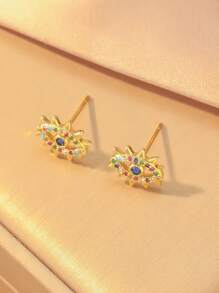 1 对优雅女士恶魔之眼耳钉，镶嵌彩色锆石，适合日常佩戴、节日、礼物和派对