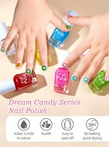 6 件/套 4 毫升儿童指甲油套装，涂鸦彩色指甲油，水性免烤凝胶指甲油，多色组合带闪光，适合儿童美甲沙龙、DIY 家庭、节日派对、生日庆祝