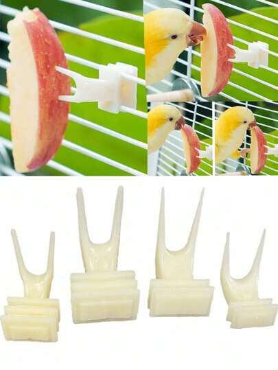Garfo de frutas para papagaio, alimentador de gaiola para pássaros, pinças de plástico para vegetais, suprimentos para alimentação de pássaros Peony Phoenix
