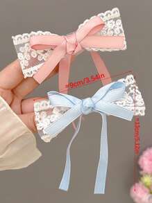4 Stücke/2 Stücke Haarspangen mit Spitze-Schleifen, süße, niedliche Haarclips mit Schmetterling aus Spitze, Ballerinaart Mädchen Haarclips, vielseitige ästhetische Haarklammern, Haarklauenclips
