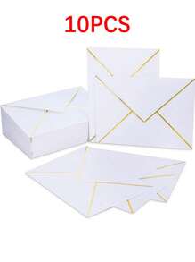 10/20 chiếc phong bì mời nhiều màu sắc (cỡ lớn), phong bì tự dính, thích hợp cho lễ tốt nghiệp, tiệc tùng, tiệc mừng em bé, thiệp cưới, phong bì thiệp chúc mừng viền vàng hình chữ V, thiệp thành viên, cũng thích hợp cho Halloween, Lễ Tạ ơn, Giáng sinh và các dịp khác. - Nhiều màu - Xem 16