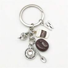 26个字母钥匙扣咖啡豆吊坠咖啡钥匙链休闲钥匙扣创意纪念品礼品汽车饰品包包饰品学院风可爱哥特风Y2K