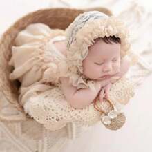 2 Pieces Hat + Dress Baby Newborn Photography Prop Outfit, Infant Growth Memorial Tulle Dress - Multicolor - View 2