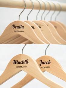 1/5 件个性化伴娘衣架、新娘衣架、带蝴蝶结的定制新娘衣架、婚纱衣架、定制镌刻名字的木衣架