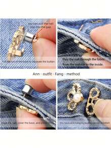 1/2pairs Six-Petal Buckle, Detachable, Invisible Waist Band, Flower Waist Tightener Buckle Pants Pins Collar Buttons Brooch Pins For Women Fashion