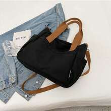 时尚简约纯色帆布包新款大学生单肩斜挎包女士休闲多功能单肩托特包