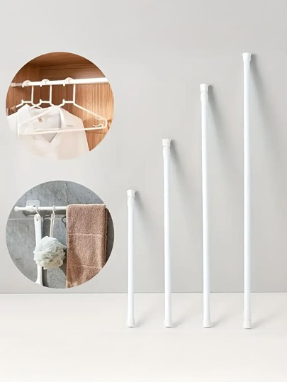 1pc Adjustable Tension Curtain Rod, Closet Organizer Expandable Rod - Stretchable Rod, Heavy Duty Steel & Plastic Rod Without Drilling, For Shower, Wardrobe, Windows, Towel Rack - Home Accessories