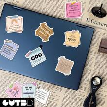 SCXXBSW 50 件便签、圣经卡通、趣味文字贴纸、自粘式桌面手机壳、笔记本防水贴纸 - 彩色 - 查看 6