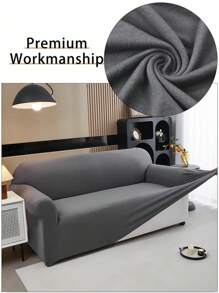 1 pieza Funda de sofá de seda de leche de unicolor, lavable a máquina, incluye 1 pieza de almohada a juego sin relleno, protector de sofá a prueba de polvo y arañazos de mascotas