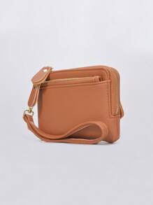 Mini Leather Coin Purse With Keychain Fashion Multi-Zipper Wristlet Card Holder Pouch For Women Wallet Mini Wallet Purse Wallet Wristlet Wallet Coin Wallet Wallet