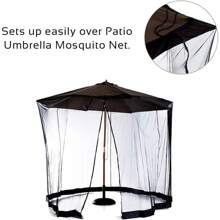 Paraguas de 9 pies para patio o exteriores, malla negra para mosquitos, con cubierta ajustable, gran paraguas para colgar tienda de campaña, 100% poliéster, malla ligera para mosquitos - Negro - Ver 4