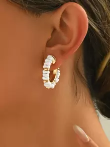 1 Đôi bông tai hình chữ C thủ công DIY bằng nhựa màu sô cô la nhiều màu sắc, thanh lịch, thích hợp cho phụ nữ đeo trong các bữa tiệc và dạ hội để phối cùng trang phục đẹp, một số được làm từ hỗn hợp mảnh vỏ sò và nhựa, kích thước và màu sắc khác nhau, các mảnh vỏ sò màu ngẫu nhiên, bổ sung thêm bông tai hình chữ C đính hạt vàng hình vuông màu đỏ tía, nhựa nhiều màu sắc và họa tiết, mỗi thiết kế hoa đều độc đáo. - bông tai phóng túng - Xem 3