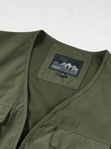 夏季运动2024新款MM-7881纯色休闲背心男士户外运动多口袋轻便男式夹克简约设计 - 軍綠色 - 查看 7