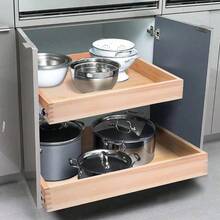 Pull Out Cabinet Drawer, 20"W X 21"D Soft Close Slide Out Wood Drawer Storage Organizer For Kitchen, Requires At Least 20.5" Cabinet Opening, Finished, Bottom Assembly