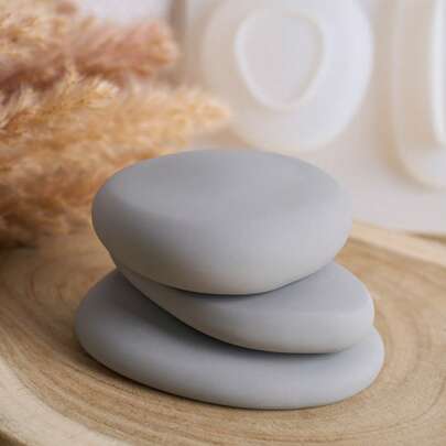 1 件/3 腔鹅卵石硅胶模具石模，波西米亚风家居装饰，房间装饰，婚礼装饰，餐桌装饰，手工香薰蜡烛模具，肥皂模具，DIY 环氧树脂石膏模具，女士礼物，禅宗礼物，好友礼物，DIY 礼物