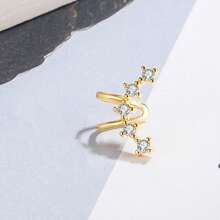 1pc Micro-Inlaid Cubic Zirconia Adjustable Ear Cuff, Fashionable Sparkling Clip-On Earring For Women - Ear Clip Style - View 8